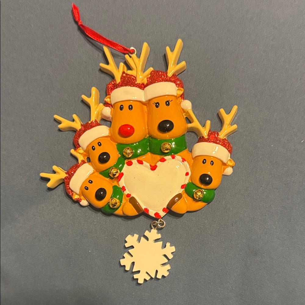 Festive Reindeer Family of Five Ornament